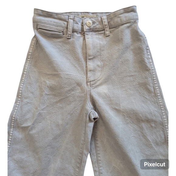 Madewell Light Gray Cropped Wide Leg Jeans Size 23 High Waisted Cotton - Picture 3 of 11